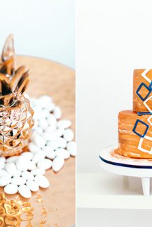 Rose gold τουρτα γαμου