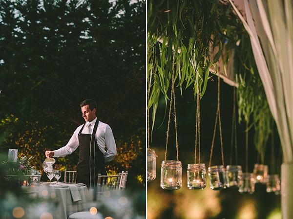 Διακοσμηση γαμου με κρεμαστα βαζακια