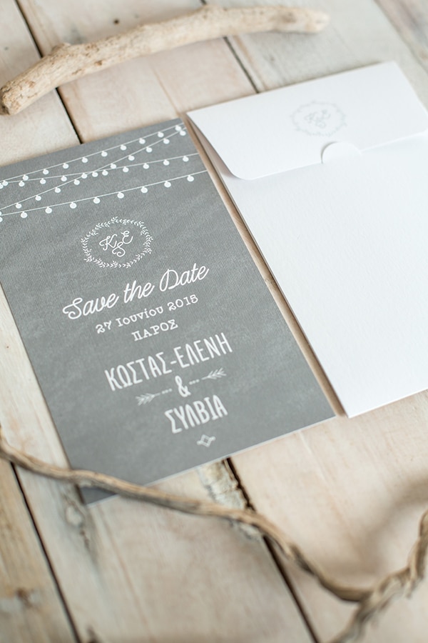 Save the Date with string lights