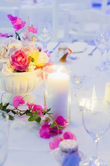 Στολισμος τραπεζιου δεξιωσης με βουκαμβιλιες