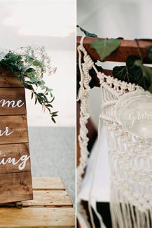 Boho style στολισμος δεξιωσης με macrame δημιουργιες στις καρεκλες νεονυμφων