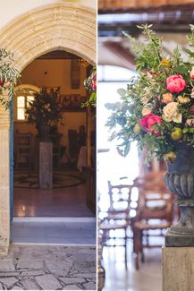 Στολισμος εκκλησιας με πλουσια μπουκετα