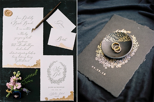 Προσκλητήριο γάμου με gold foil