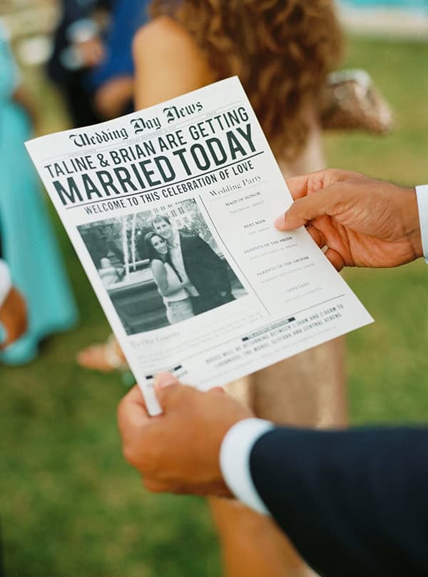 Πρωτότυπη ιδέα για το “wedding program” σε μορφή εφημερίδας