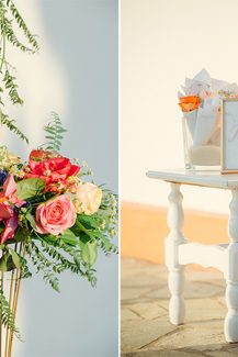 Μοντέρνος στολισμός λαμπάδας με λουλούδια σε έντονες αποχρώσεις