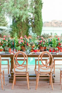 Εντυπωσιακός στολισμός τραπεζιού δεξίωσης με κεραμικά γλαστράκια από υπέροχα άνθη Εντυπωσιακός στολισμός τραπεζιού δεξίωσης με κεραμικά γλαστράκια από υπέροχα άνθη