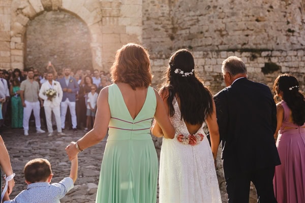 Fall Wedding Methoni Castle Ivory Roses