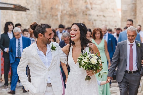 Fall Wedding Methoni Castle Ivory Roses