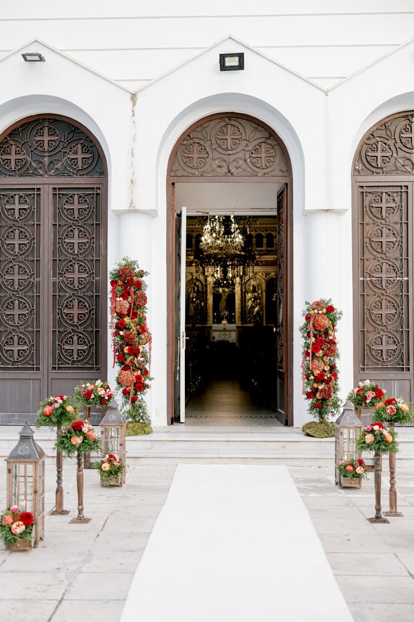 Rustic Chic Autumn Wedding Red Dahlias