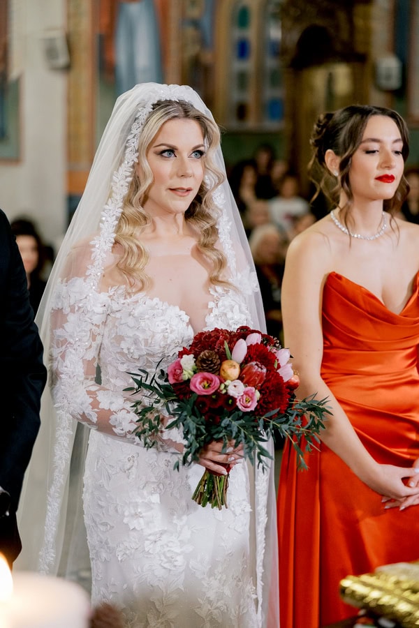 Rustic Chic Autumn Wedding Red Dahlias