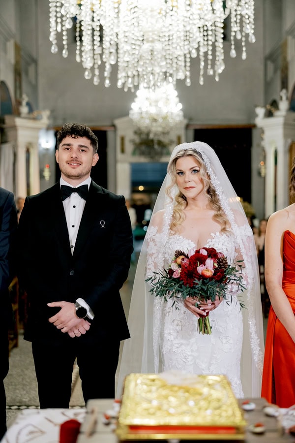 Rustic Chic Autumn Wedding Red Dahlias