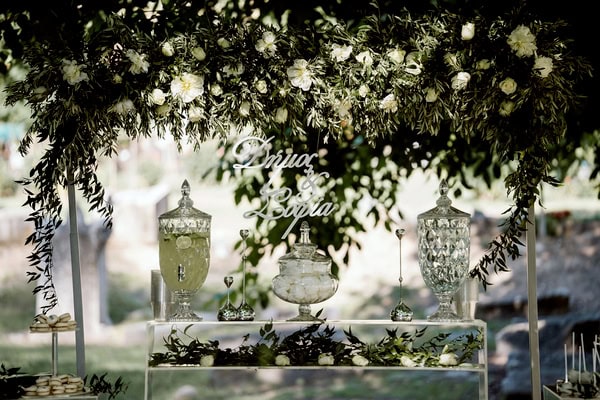 Summer Wedding Kavala White Roses Olive Leaves