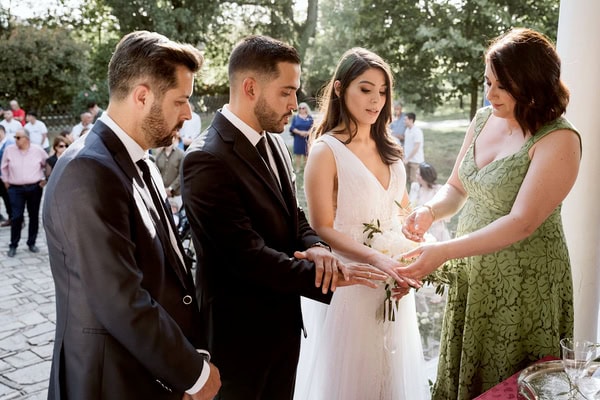 Summer Wedding Kavala White Roses Olive Leaves