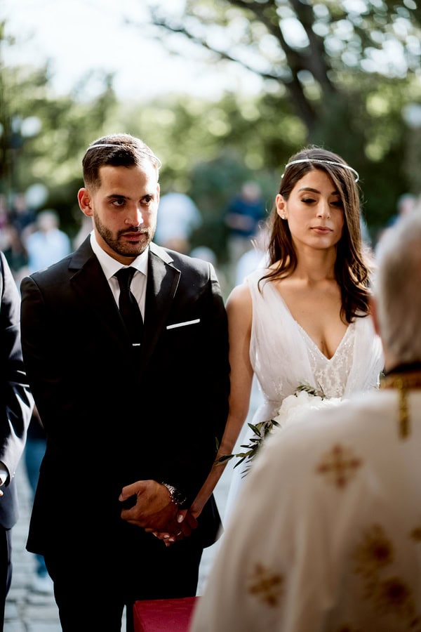 Summer Wedding Kavala White Roses Olive Leaves