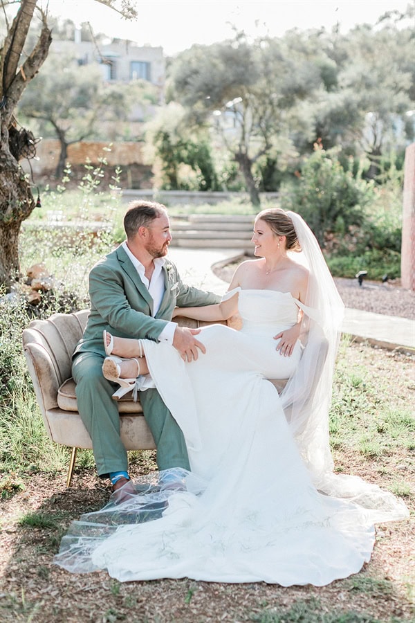 Wedding Filled Ivory Flowers Olive Leaves Meganisi
