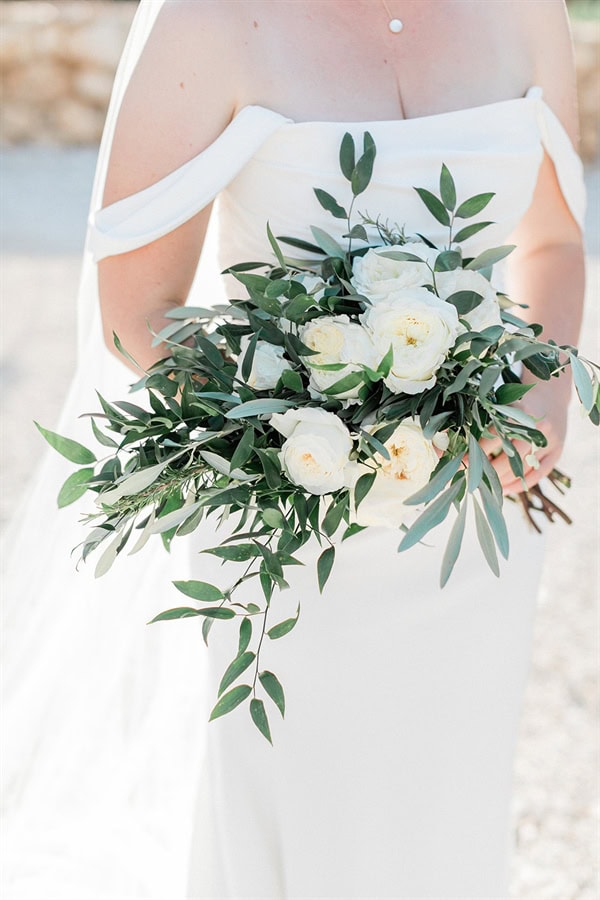 Wedding Filled Ivory Flowers Olive Leaves Meganisi