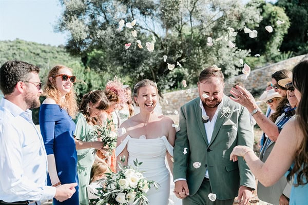 Wedding Filled Ivory Flowers Olive Leaves Meganisi