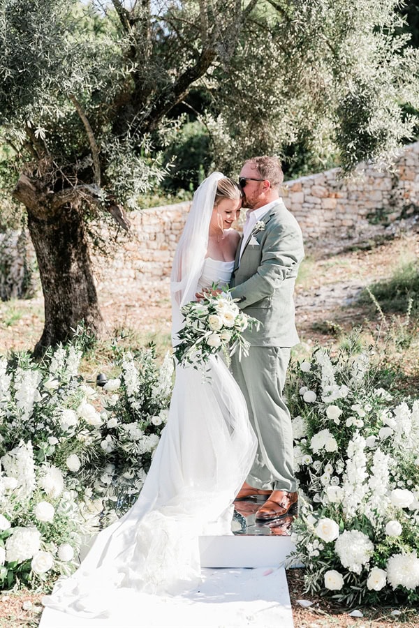 Wedding Filled Ivory Flowers Olive Leaves Meganisi