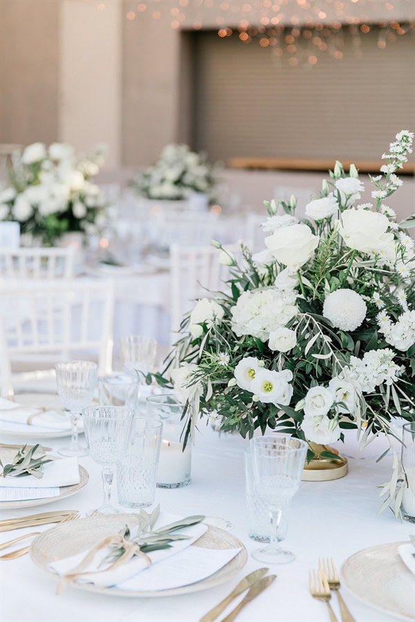 Wedding Filled Ivory Flowers Olive Leaves Meganisi