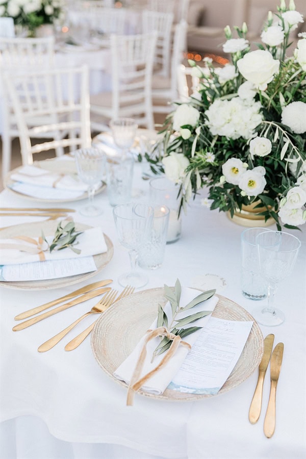 Wedding Filled Ivory Flowers Olive Leaves Meganisi