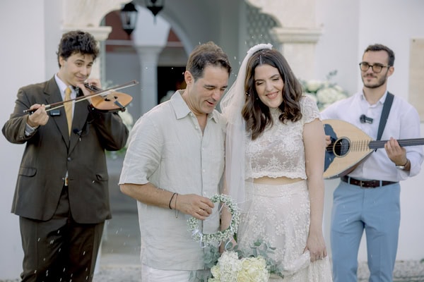 Beautiful Summer Wedding White Shades Spetses