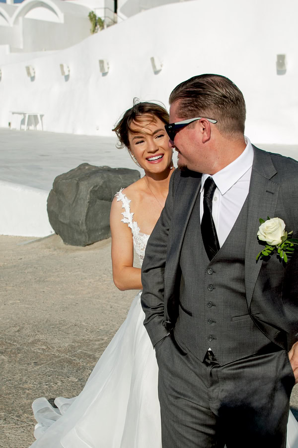 Chic Fall Wedding Imerovigli White Flowers