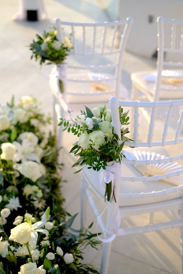 Chic Fall Wedding Imerovigli White Flowers