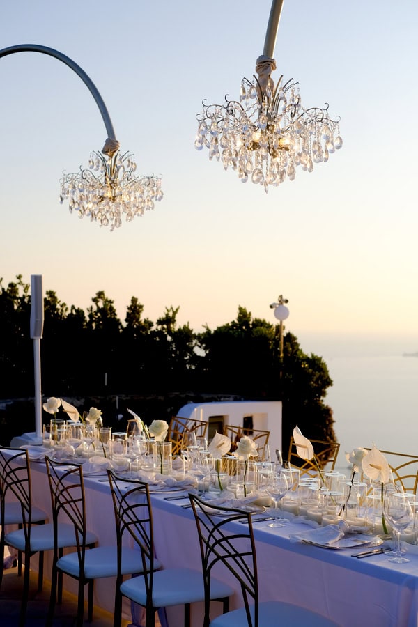 Chic Fall Wedding Imerovigli White Flowers