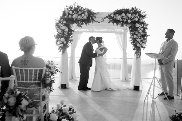 Chic Fall Wedding Imerovigli White Flowers