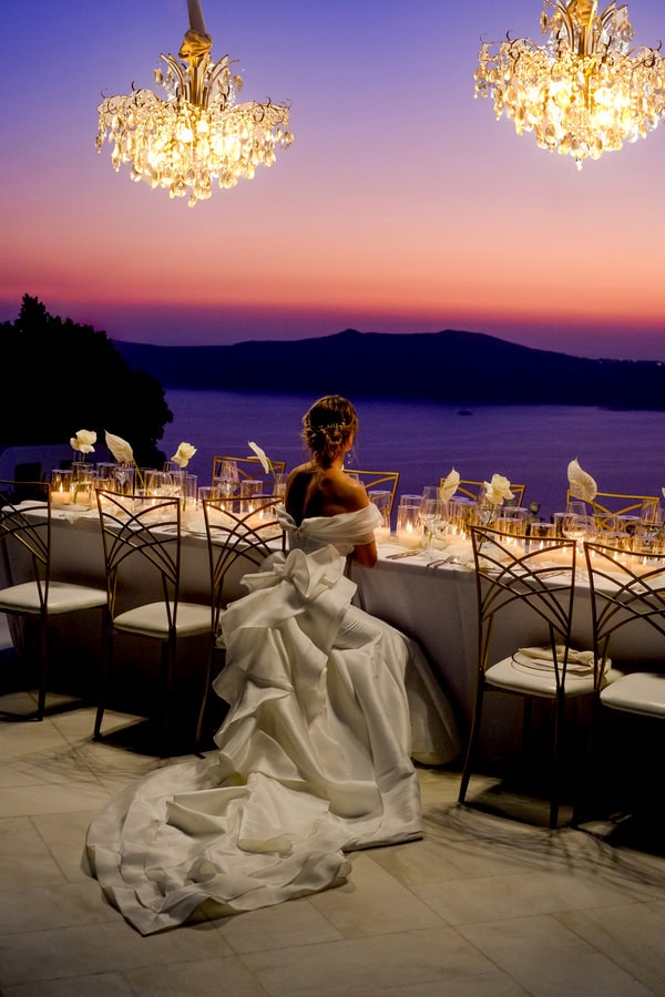 Chic Fall Wedding Imerovigli White Flowers