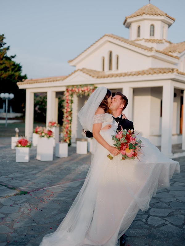 Summer Wedding Peach Hues Kanali Prevezas