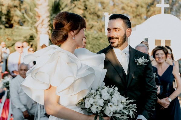 Summer Wedding White Blooms Olives Leaves