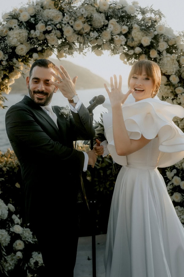 Summer Wedding White Blooms Olives Leaves