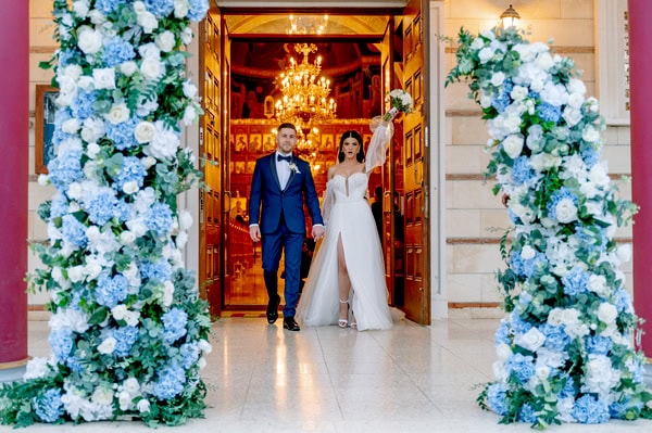 Winter Wedding Nicosia Pale Blue Hydrangeas