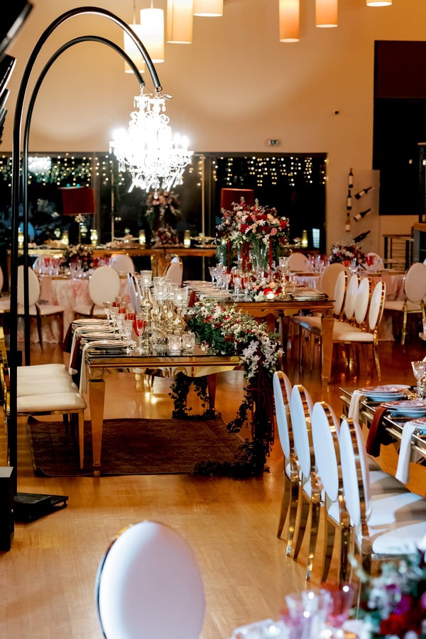 Elegant Styled Shoot Papagiannakos Winery Floral Design Deep Red Hues