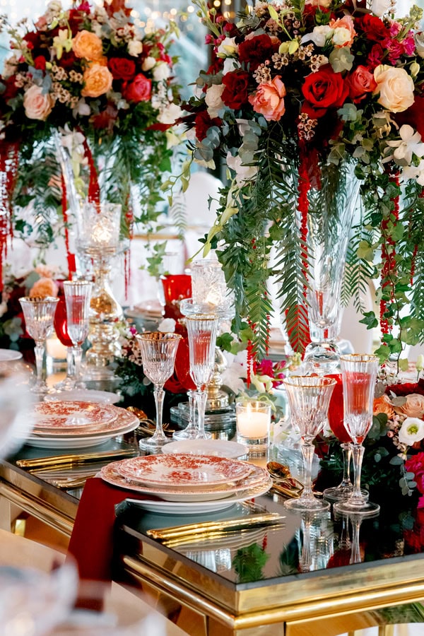 Elegant Styled Shoot Papagiannakos Winery Floral Design Deep Red Hues