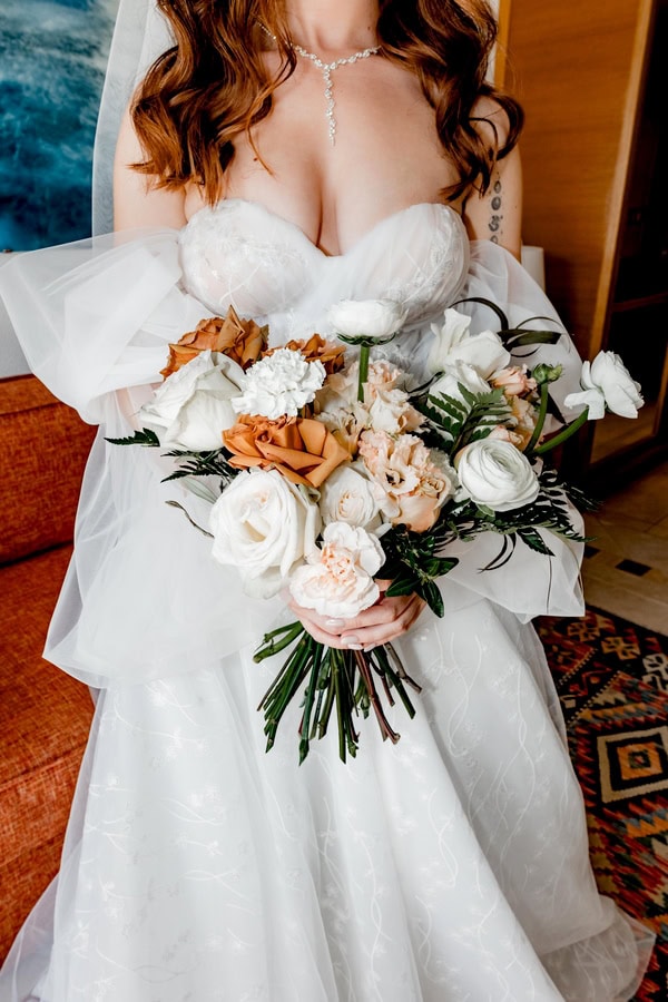 Spring Wedding Columbia Beach Resort Romantic Florals White Terracotta