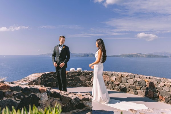 Dreamy Wedding Santorini Aegean View