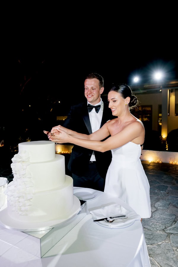 Modern Destination Wedding White Roses Black Details Flowers