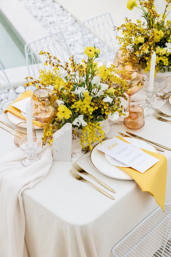 Romance Modern Aesthetic Summer Styled Shoot With Yellow Blooms