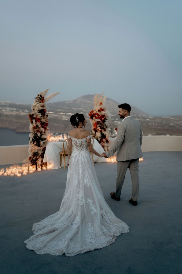 Romantic Elopement Santorini Beautiful Autumnal Hues