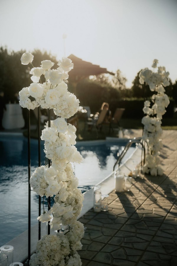 Spring Wedding Roses Hydrangeas White Colors