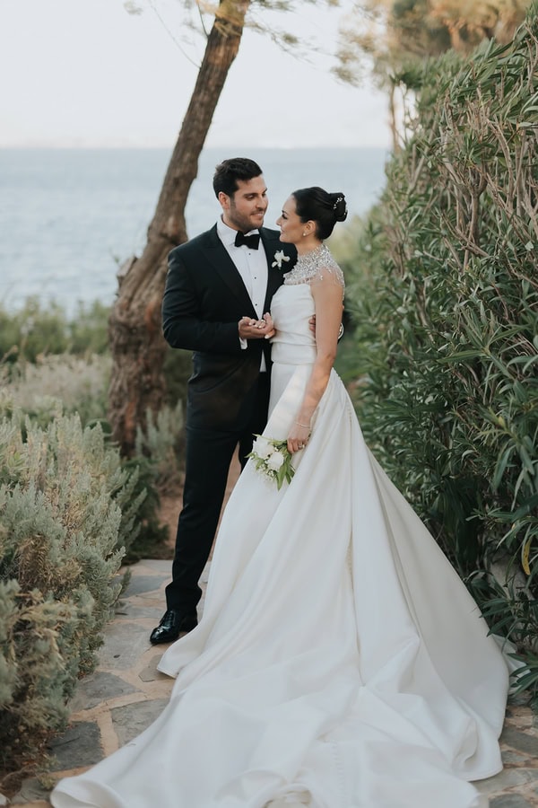 Athens Riviera Wedding Sophisticated Decor White Wisteria