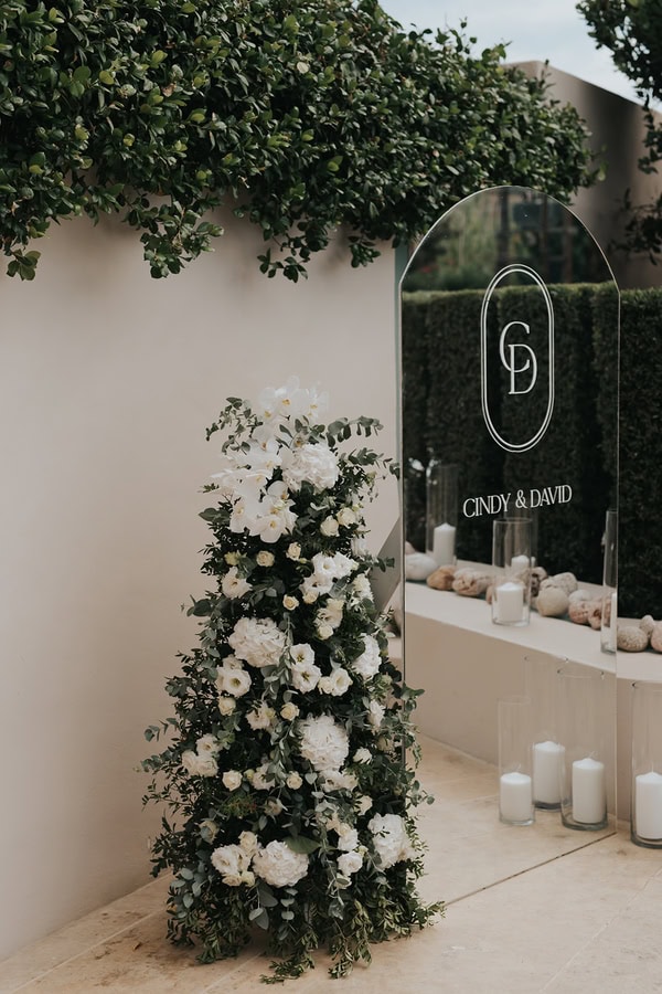 Athens Riviera Wedding Sophisticated Decor White Wisteria