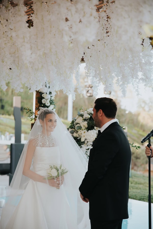 Athens Riviera Wedding Sophisticated Decor White Wisteria