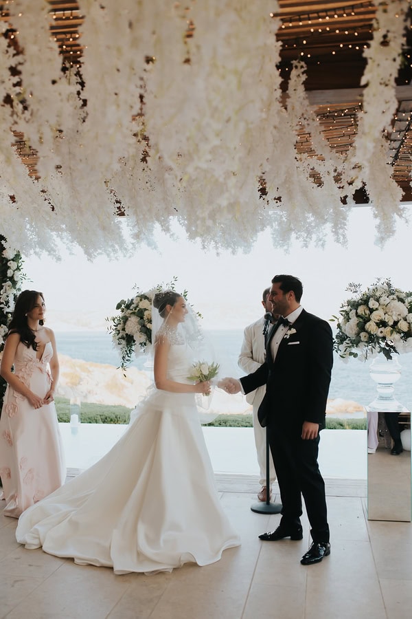 Athens Riviera Wedding Sophisticated Decor White Wisteria