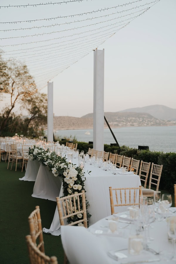 Athens Riviera Wedding Sophisticated Decor White Wisteria
