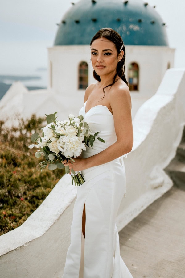 Spring Destination Wedding Santorini White Roses Chic Decor