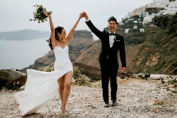 Spring Destination Wedding Santorini White Roses Chic Decor
