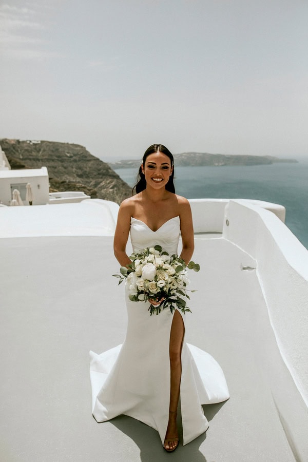 Spring Destination Wedding Santorini White Roses Chic Decor